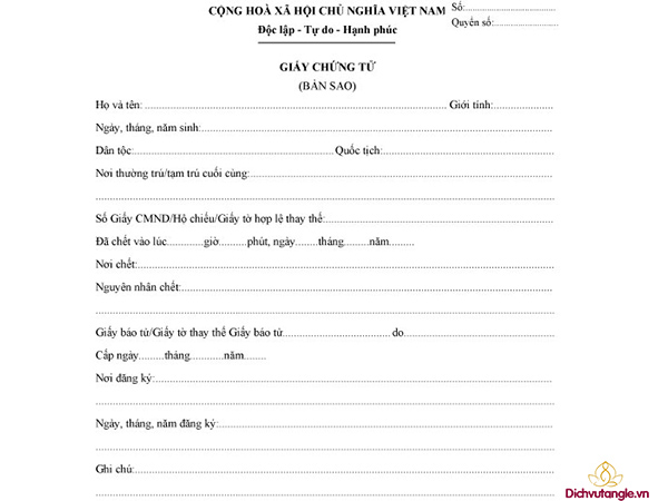 Mẫu giấy chứng tử mới nhất hiện nay 2021? Giải đáp nghi thức đám tang 4 Nội dung mẫu giấy chứng tử